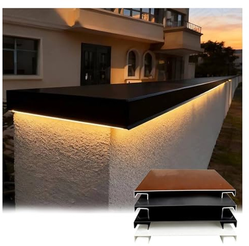 YJEUZCD Coprimuro In Alluminio Con Gocciolatoio, 0,2 Cm, Scossalina Con Canale LED, Profilo Impermeabile Per Muro, Balcone, Finestra, 13-30,5 Cm