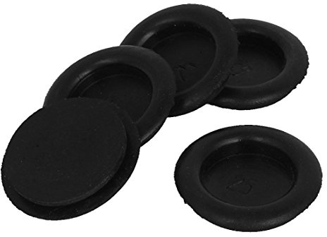 sourcing map 5 Stück a15050500ux0917 Kabeldurchführungen 25 mm Schwarz | Gummi, geschlossen