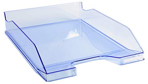 Exacompta - Réf. 113210D - Lot de 6 Corbeille à courrier Combo MIDI - Dimensions utiles 34 x 25 x 6,5 cm - pour Documents au Format A4 + - Couleur Bleu glacé Transparent Glossy