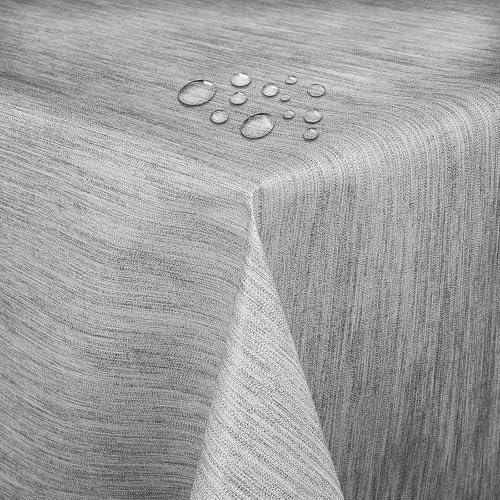 Wachstuch Wachstischdecke Gartentischdecke Tischdecke Robuste Leinen Prägung Hellgrau Breite & Länge wählbar 120 x 220 cm Leinenstruktur Leinenoptik abwaschbar