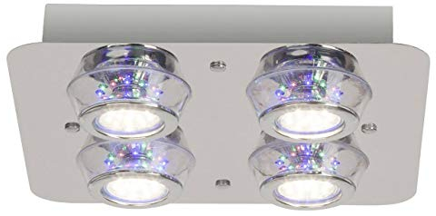Brilliant Kelly LED Deckenleuchte 4 flg Fernbedienung RGB Farbwechsel chrom Party 1000 Lumen, 4x GU10 3W LED-Reflektorlampen inklusive