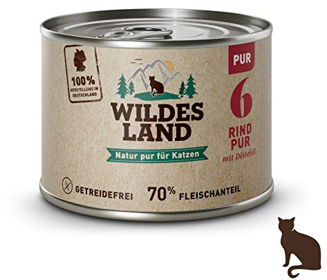 Wildes Land Kalbfleisch Nassfutter für Katzen, 6 x 200 g