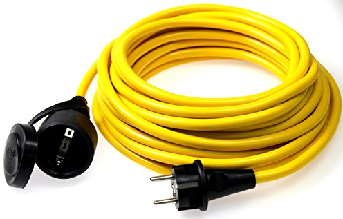 as - Schwabe Verlängerungskabel 25 m – 230 V, 16 A Schutzkontaktstecker – Outdoor Stromverlängerungskabel – Verlängerung für Außenbereich – K35 AT-N07V3V3-F 3G2,5 - IP44 - Made in Germany, Gelb, 60351