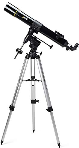 National Geographic Refraktor Teleskop 90/900 mm mit äquatorialer Montierung und Aluminiumstativ inklusive Zubehör