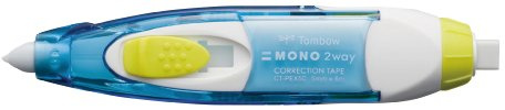 Tombow CT-PEX5-40-B Mono 2Way Korrekturroller mit Radierer, 5 mm x 6 m, transparent blau