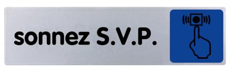 Plaquette de porte Sonnez SVP - couleur 170x45mm - 4033570