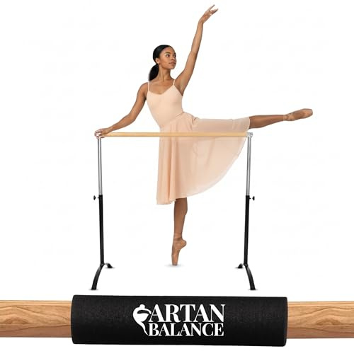 Artan Balance Ballet Barre Portable for Home or Studio, Freestanding Adjustable Bar for Stretch, Pilates, Dance or Active Workouts, Single or Double, Kids and Adults (Freestanding Single Bar)