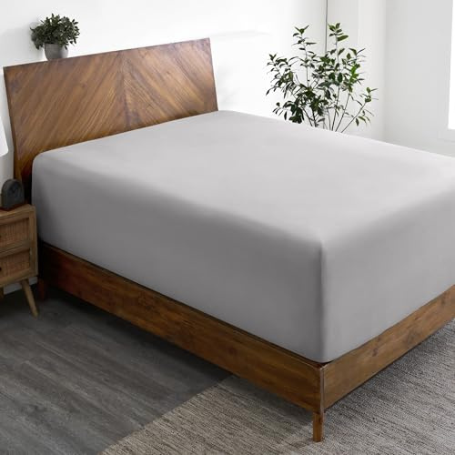 Bare Home Twin Extra Long Fitted Sheet - Extra Deep Pocket Fitted Sheet - Premium 1800 Microfiber - Ultra-Soft Wrinkle Free - Twin XL Deep Pocket Sheet (Twin XL - 11 to 22 Pocket, Light Grey)
