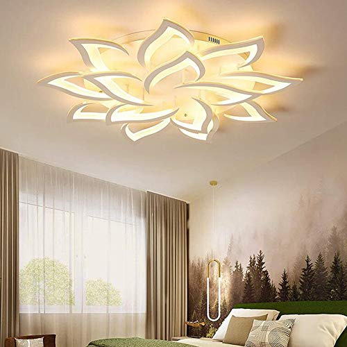 FUMIMID Deckenlampe Dimmbare LED Deckenleuchte Wohnzimmerlampe Kreative Blumenform Acryl Kronleuchter Blütenblatt Deckenlicht Schlafzimmer Kinderzimmer Esszimmerlampe Mit Fernbedienung,14 heads