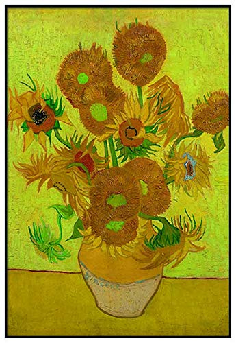 Panorama Acrylglas Gerahmt Van Gogh Sonnenblumen 100x70 cm - Gedruckt auf 3mm Plexiglas - Wandbild Wohnzimmer - Wandmalerei - Dekorplatten - Dekoration Hause