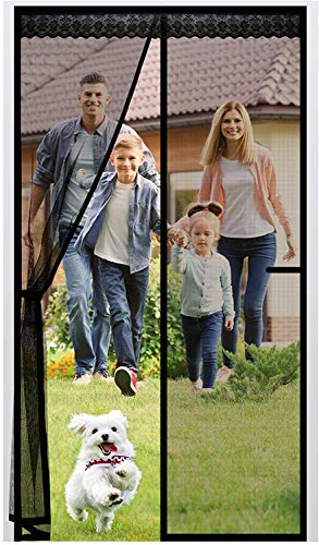 EXTSUD Moustiquaire de Porte Magnétique en Fibre de Verre 80x200cm, Fermeture Automatique Rideau Porte Anti insectes avec Aimants sans Perçage, Noir