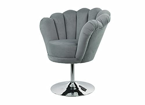 EMRA WOOD M-DEKO LUX-1 Handgemachter Sessel Drehsessel “Lotus” Bezug aus Velours, Drehfuß (Silbergrau Velours Casablanca2314)