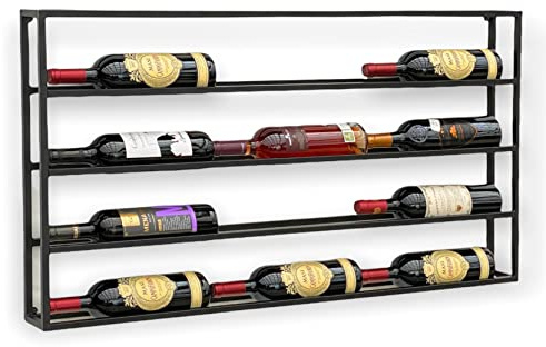 DanDiBo Weinregal Metall Wand 100 cm Schwarz Flaschenregal 96239 Flaschenhalter Wandmontage Modern Wandhalter Wandregal für 15 Flaschen