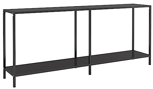 vidaXL Konsolentisch Konsole Beistelltisch Flurtisch Sideboard Ablagetisch Wandtisch Glastisch Schwarz 180x35x75,5cm Hartglas Stahl