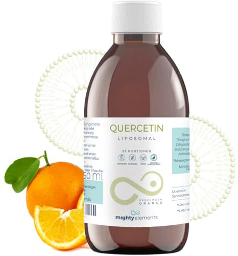 Mighty Elements Quercétine liposomale hautement dosée 300mg liquide 250ml vegan super goût haute biodisponibilité bouteille en verre