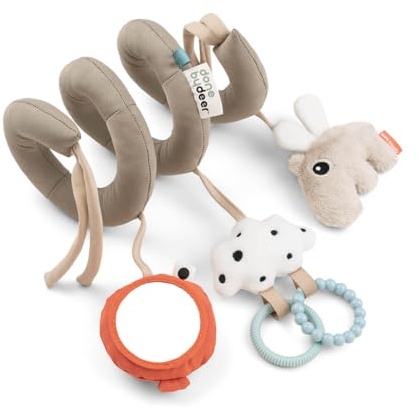 Done by Deer Kinderwagen Zubehör - Activity Spirale mit Spiegel - zum Befestigen u.a. am Bett, Babyschale und Kinderwagen - Baby Spielzeug für Unterhaltung Zuhause, Unterwegs und im Auto