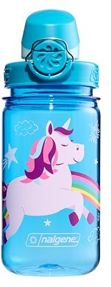 Nalgene Sustain Tritan vattenflaska för barn, BPA-fri, 340 ml, blå enhörning, blå