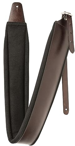 Stagg Gitarrengurt Leder braun – hochwertig & gepolstert mit Buckle-Design – verstellbarer Gurt für Akustik-, E- und Bassgitarre – bequem, robust & stilvoll – perfektes Zubehör für Gitarristenn