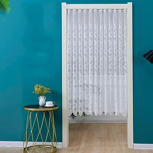 Daliena Bestickte Scheibengardine aus Spitze Kurzgardine modernstil Bistrogardine in der Breite kürzbar Hingucker Küche weiß (BxH 100x150cm) 1 stück