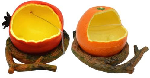 ULTECHNOVO 2 Pièces Mangeoires pour Cage À Oiseaux Bol De Nourriture pour Oiseaux en Forme d'orange De Support d'alimentation Portable pour pour Perruches Calopsittes