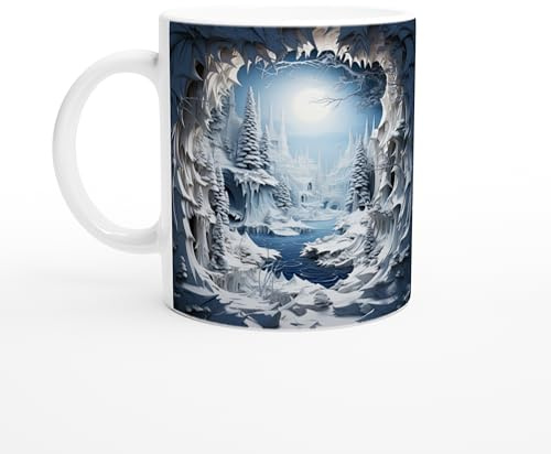 Weihnachten Tasse 3D Effekt Illusion, Weihnachtstasse, Kaffeetasse Weihnachten Winter, Kaffeebecher I spülmaschinenfest mikrowellenfest, 325 ml (Winterwonderland I)