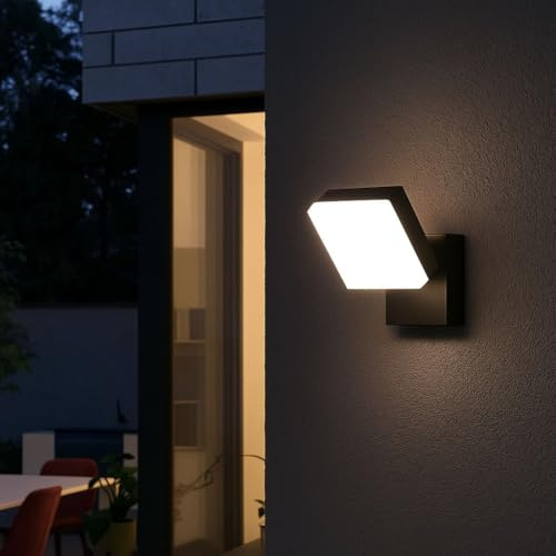 Arum LIGHTING - Applique Murale Extérieure PORTOFINO Noir Mat, Tête Orientable 360°, Culot GX53 (Max 12W), Fonte d'Aluminium, Étanche IP44, Design Compact (Sans Ampoule)