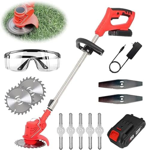 TEmkin Cortacésped Eléctrico Inalámbrico Cortacésped Cortacésped Bordeador con Batería Hierba Cortadora De Hierba Kit De Desbrozadora para Limpieza De Jardín-Rueda De Borde De Césped