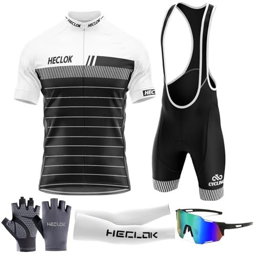 Radtrikot Set Herren Kurzarm Fahrradbekleidung Sommer Fahrradtrikot Radfahren Anzug mit 9D-Gel-gepolsterten Shorts,Herren Fahrrad Trikots für Radfahren MTB,Fahrrad-Shirts (L,TYP-7)