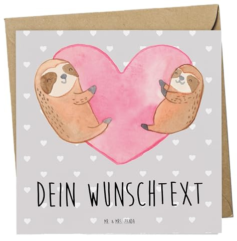 Mr. & Mrs. Panda Personalisierte Karten Faultiere Herz - Geschenke, Karte, Valentinstag, Freundin, Geschenk für Partner, Freund, Hochzeitstag, Frauen, Postkarte personalisiert, Grußkarten, grußkarte