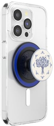 PopSockets PopGrip for MagSafe, Magnetic Phone Grip & Stand, Swappable Top, Secure Grip for iPhone MagSafe Cases, Kickstand for Hands-Free Viewing, Wireless Charging Compatible - Olive Tree Tile