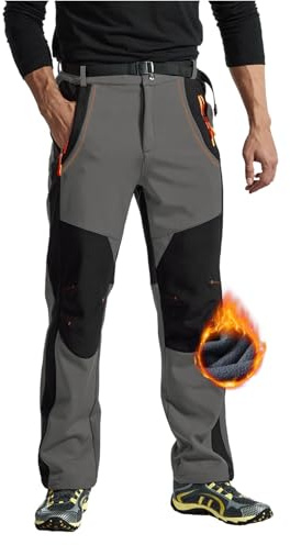 Rdruko Skihose Herren Wasserdicht Softshellhose Wanderhose Warm Thermohose | Gefüttert Winterhose Schneehose Outdoorhose Snowboardhose Winter Trekkinghose mit Gürtel für Skifahren Wandern Fahrrad