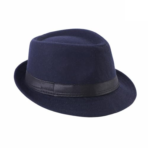 Upstore Cappello unisex Trilby Fedora anni '20 Panama Cappello Manhattan Gatsby con fascia Derby Cappello Jazz Cap, Blu, M