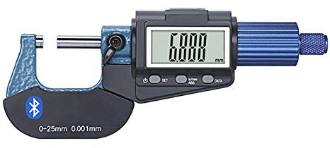 YOUMEISI Messschieber, digitaler externer Mikrometer, Bluetooth-Übertragung, 0–25 mm, hochpräziser 0,001 mm elektronischer Spiral-Mikrometer-Messschieber