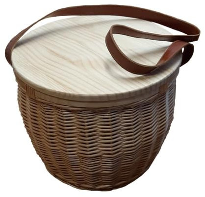 Red Hamper Runder isolierter Picknickkorb mit Schneidebrett-Deckel