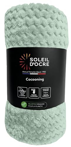 Soleil d’Ocre Cocooning Plaid, coperta da 180 x 220 cm, di colore verde acqua