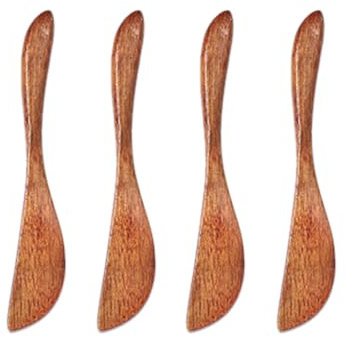 MIRKUZI 4 Stück Buttermesser aus Holz, handgefertigter Gelee-Käseaufstrich für Käsebuttermarmelade, ca. 15 cm