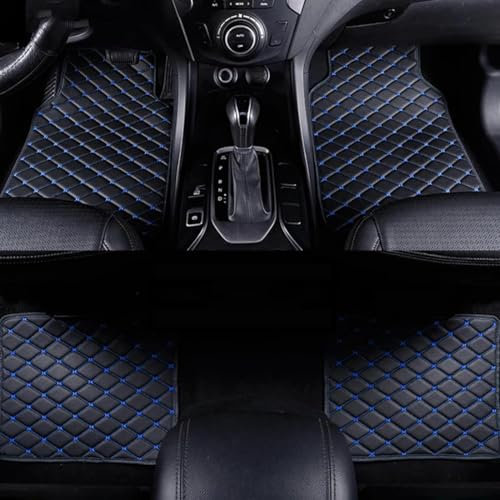 Zzbyz 4Pcs Leder Auto Fussmatten für SMART forfour 2015-2024, Nach Maß Allwetterschutz Leder Fussmatten Vorne und Hinten Automatten Set, Innenausstattung,J-Black Blue