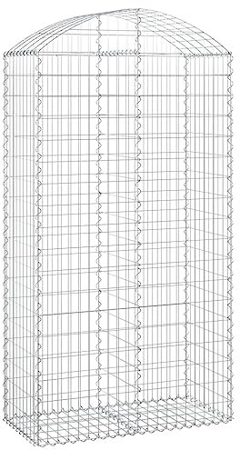 puraday Panier gabion 100 x 50 x 180/200 cm en fer galvanisé - Large application - Décoration en plein air - arrière-cour - Mur de gabion renforcé