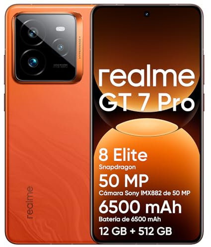 realme GT 7 Pro 5G Smartphone 12 + 512 GB, Snapdragon 8 Elite Prozessor, AI Ultra-Clear Snap-Kamera, 6,78 Zoll 120 Hz Display RealWorld Eco, Akku mit 6500 mAh, IP69, Android 15, Orange (Kein Adapter)