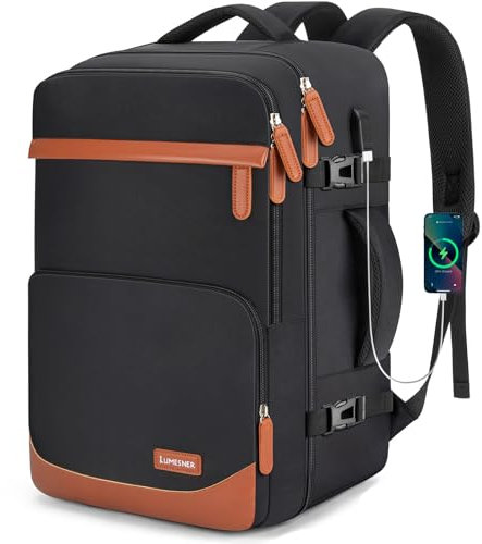 Velaybor 40L Travel Backpack with USB Charging Port, Water-Resistant Carry On Backpack for Men Women, Business Laptop Backpack for Trips & Commutes, Fits 15.6/17.3 Inch Laptop