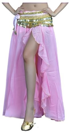 AYWTIUN Bauchtanz Kostüm Damen Bauchtanz-Tanzkostüm, einzelner Schlitzrock, Bauchtanz-Performance-Kostüm(Pink)