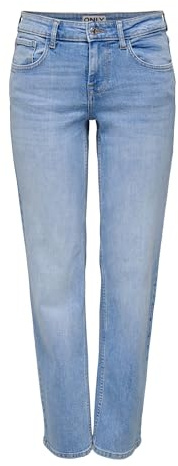 ONLY Low Waist Straight Onllopez Tai476 Taille Basse Droite DNM, Bleu Jeans Clair, 29W / 30L Femmes