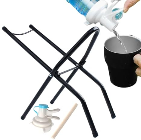 Jubilofex Water Jug Holder, Water Dispenser Rack, Space Saving Stand for Home Workplace, Foldable Storage Organizer with Spout and Crowbar