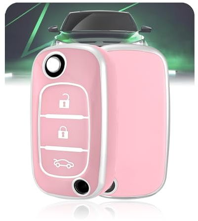LELNOOS Autoschlüssel Hülle, Silikon Schlüsselhülle Schutz Schlüsselcover für Renault Clio Twingo Kangoo Trafic Megane Modus Captur Master Express Wind Fluence Smart Forfour Fortwo 453, 3 Tasten