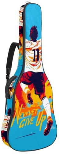 KengjuTesu 43 Zoll Akustikgitarre Softcase mit Rucksackgurt und 2 Taschen Marmor Muster Keine Polsterung Rucksack Wasserdicht Oxford Tuch Bassgitarre Gigbag für Konzertgitarre, Mehrfarbig 9