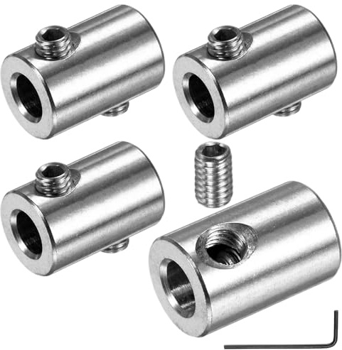 M METERXITY 4-Pack Wire Rope Cable Clamp, 6mm Hole 304 Stainless Steel Double Holes Lock Clip with Hexagon Screws Spanner for Cable Rigging/DIY Decorative Rope/Clothesline