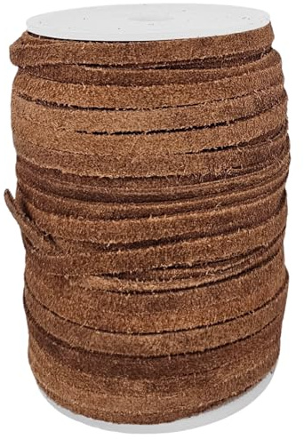 esnado Wildlederband 5 mm in Naturbraun | 5 Meter – echtes Leder, 1,5 mm dick, weich & vegetabil gegerbt – Schmuckband für Armbänder, Basteln & DIY Projekte