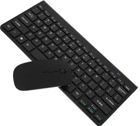 TOBBOMEY Tastiera e Mouse Wireless Silenzioso Tastiera Multimediale Compatta e Mouse Ergonomico Plug Play per PC Laptop Desktop