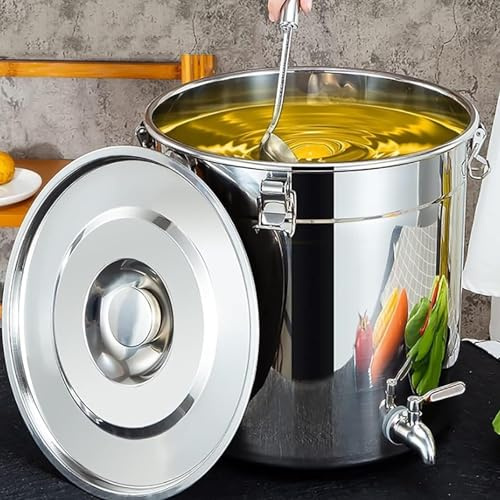 Redonda Con Asas, Resistente Y Comercial, Olla De Acero Inoxidable Con Grifo, Con Tapa Para Almacenar Agua, Leche, Té Y Leche. Ollas Rectas(30 * 40cm(25L))