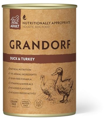 Grandorf - Ente und Pute - Hypoallergenes Nassfutter - Alle Rassen Hundefutter 6 x 400 g